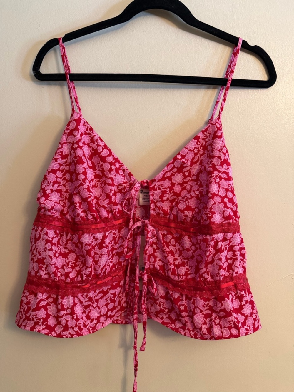 No Boundaries Pink and Hot Pink Floral Tie-Front Top